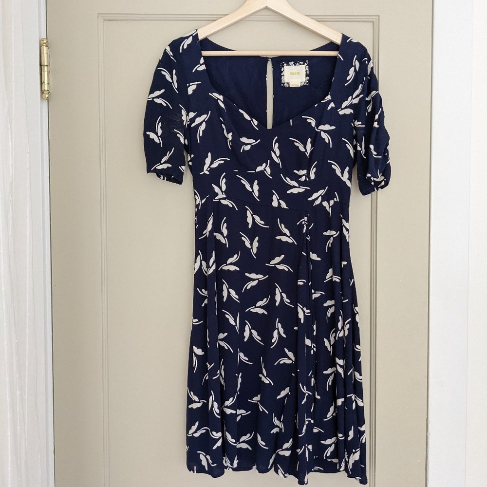 Maeve Sweetheart Neckline Navy Print Dress, Size US4